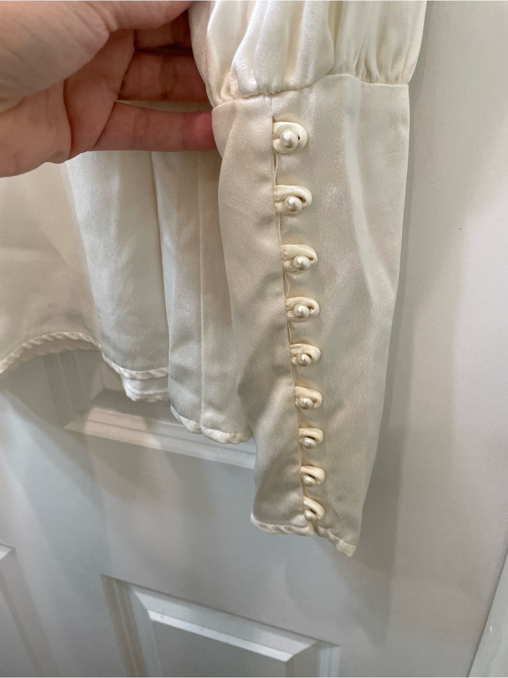 Vintage Gunne Sax Jessica McClintock Ivory Satin Lace Victorian Blouse USA - Picture 6 of 9